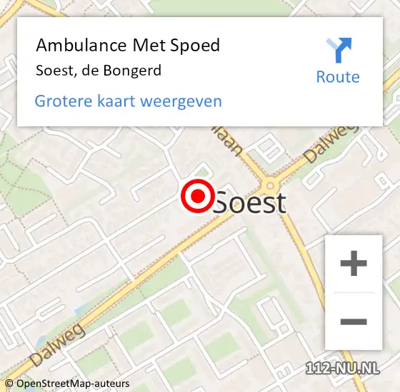 Locatie op kaart van de 112 melding: Ambulance Met Spoed Naar Soest, de Bongerd op 20 juni 2014 02:39