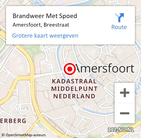 Locatie op kaart van de 112 melding: Brandweer Met Spoed Naar Amersfoort, Breestraat op 17 augustus 2021 21:11