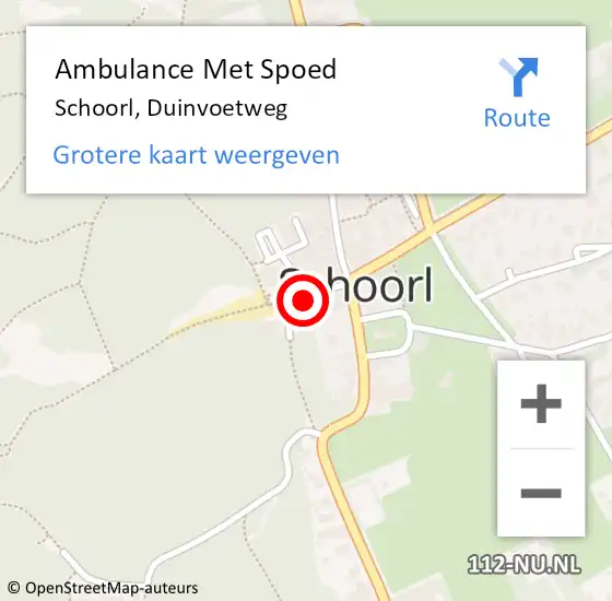 Locatie op kaart van de 112 melding: Ambulance Met Spoed Naar Schoorl, Duinvoetweg op 17 augustus 2021 21:12