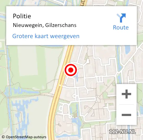 Locatie op kaart van de 112 melding: Politie Nieuwegein, Gilzerschans op 17 augustus 2021 21:15