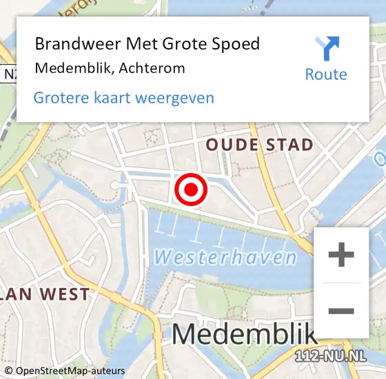 Locatie op kaart van de 112 melding: Brandweer Met Grote Spoed Naar Medemblik, Achterom op 17 augustus 2021 21:30