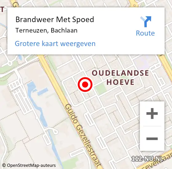 Locatie op kaart van de 112 melding: Brandweer Met Spoed Naar Terneuzen, Bachlaan op 17 augustus 2021 21:44