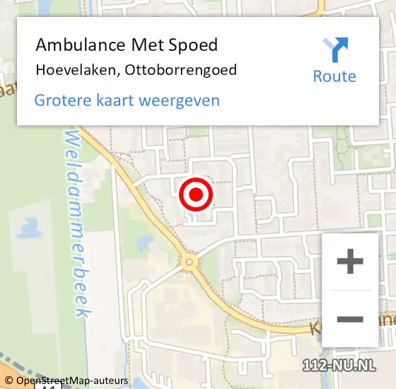 Locatie op kaart van de 112 melding: Ambulance Met Spoed Naar Hoevelaken, Ottoborrengoed op 17 augustus 2021 21:47