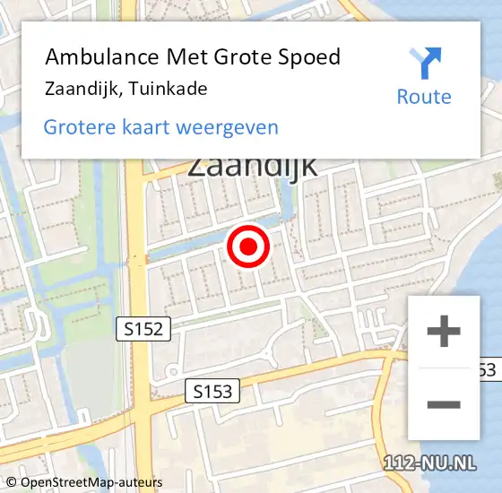 Locatie op kaart van de 112 melding: Ambulance Met Grote Spoed Naar Zaandijk, Tuinkade op 17 augustus 2021 22:13