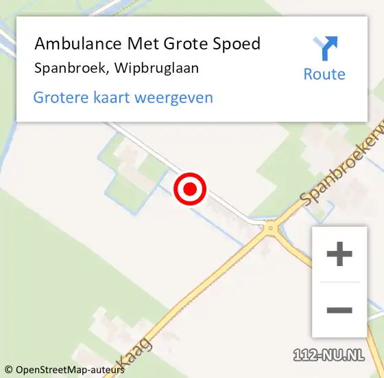 Locatie op kaart van de 112 melding: Ambulance Met Grote Spoed Naar Spanbroek, Wipbruglaan op 17 augustus 2021 22:22