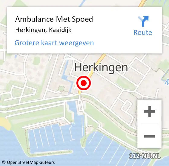 Locatie op kaart van de 112 melding: Ambulance Met Spoed Naar Herkingen, Kaaidijk op 17 augustus 2021 22:26