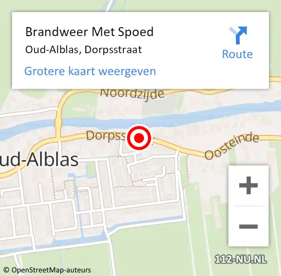 Locatie op kaart van de 112 melding: Brandweer Met Spoed Naar Oud-Alblas, Dorpsstraat op 17 augustus 2021 22:34