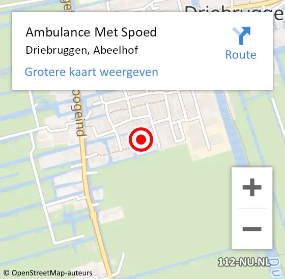 Locatie op kaart van de 112 melding: Ambulance Met Spoed Naar Driebruggen, Abeelhof op 18 augustus 2021 00:00