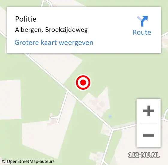 Locatie op kaart van de 112 melding: Politie Albergen, Broekzijdeweg op 18 augustus 2021 00:01