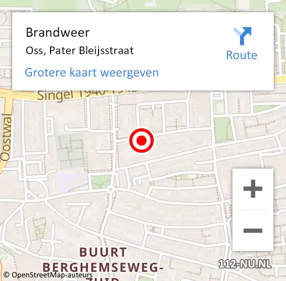 Locatie op kaart van de 112 melding: Brandweer Oss, Pater Bleijsstraat op 18 augustus 2021 00:42