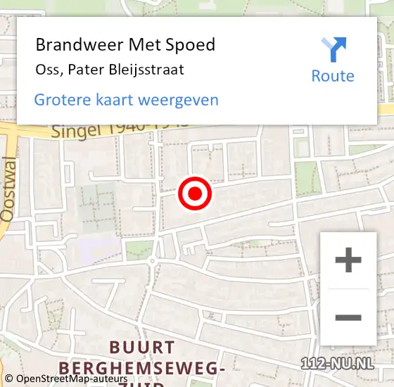 Locatie op kaart van de 112 melding: Brandweer Met Spoed Naar Oss, Pater Bleijsstraat op 18 augustus 2021 00:46