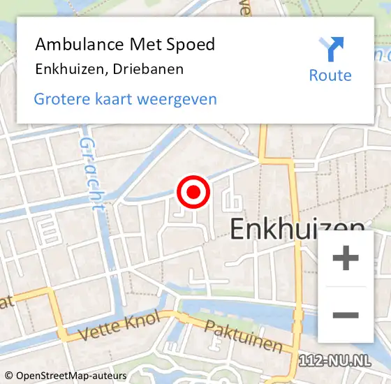 Locatie op kaart van de 112 melding: Ambulance Met Spoed Naar Enkhuizen, Driebanen op 18 augustus 2021 00:50