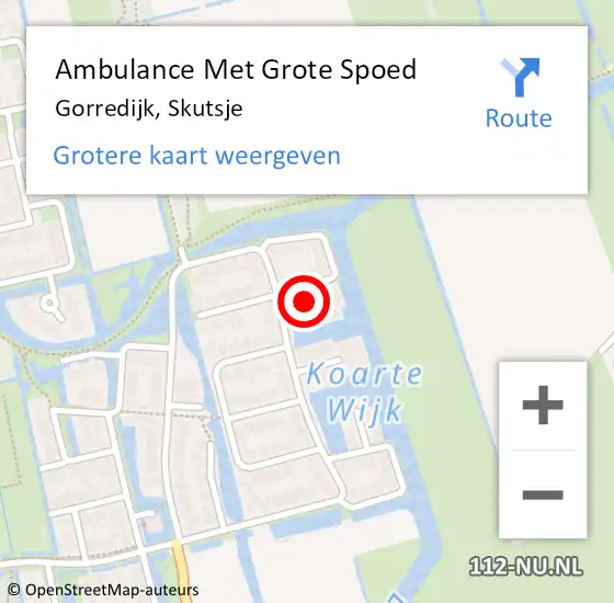 Locatie op kaart van de 112 melding: Ambulance Met Grote Spoed Naar Gorredijk, Skutsje op 5 oktober 2013 16:31