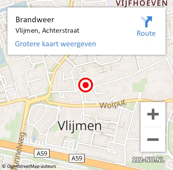 Locatie op kaart van de 112 melding: Brandweer Vlijmen, Achterstraat op 20 juni 2014 03:30