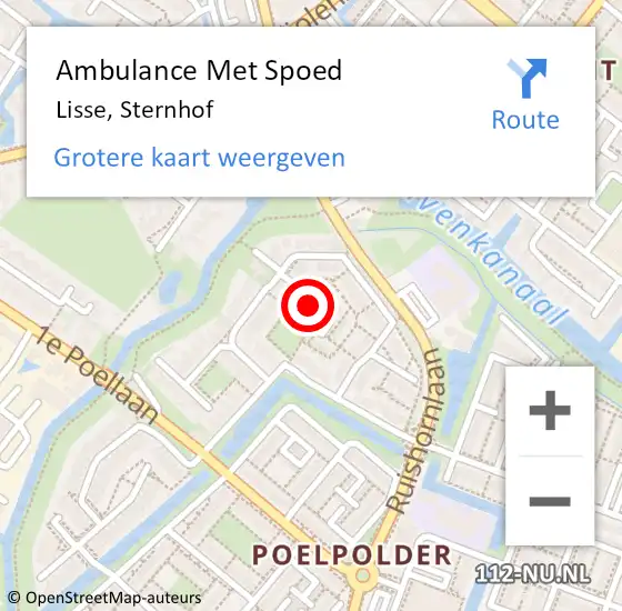 Locatie op kaart van de 112 melding: Ambulance Met Spoed Naar Lisse, Sternhof op 18 augustus 2021 03:15