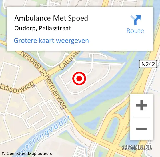 Locatie op kaart van de 112 melding: Ambulance Met Spoed Naar Oudorp, Pallasstraat op 18 augustus 2021 04:25