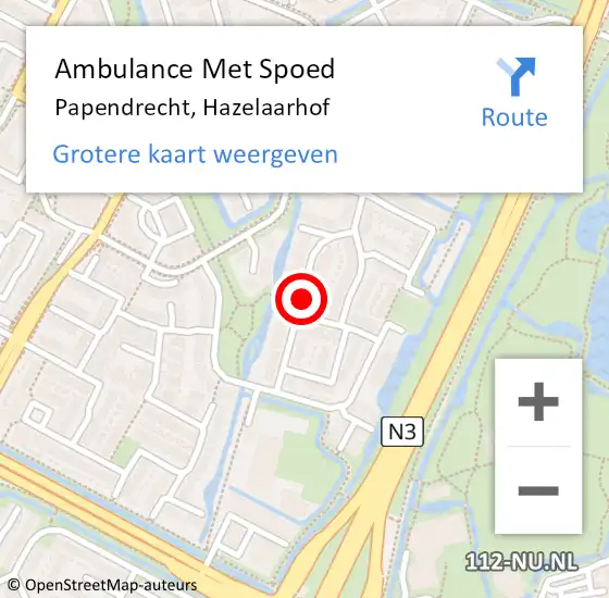 Locatie op kaart van de 112 melding: Ambulance Met Spoed Naar Papendrecht, Hazelaarhof op 18 augustus 2021 04:55