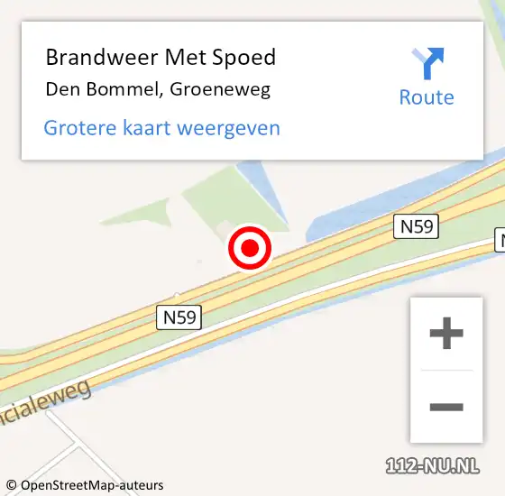 Locatie op kaart van de 112 melding: Brandweer Met Spoed Naar Den Bommel, Groeneweg op 18 augustus 2021 07:01