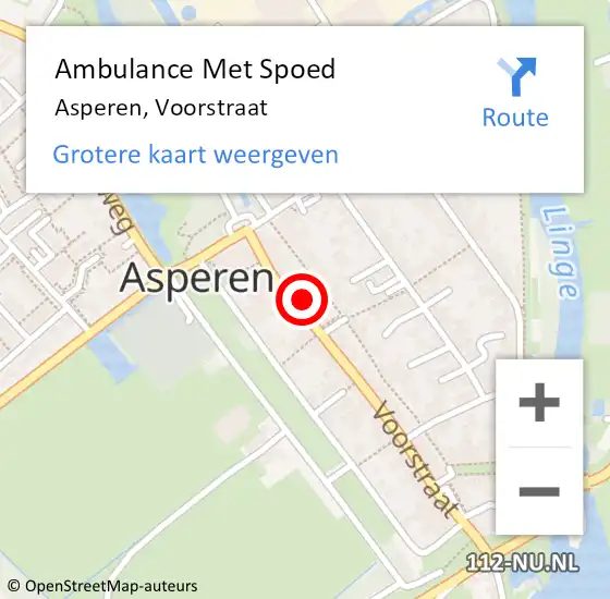 Locatie op kaart van de 112 melding: Ambulance Met Spoed Naar Asperen, Voorstraat op 18 augustus 2021 07:12