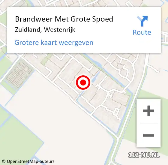 Locatie op kaart van de 112 melding: Brandweer Met Grote Spoed Naar Zuidland, Westenrijk op 18 augustus 2021 07:14