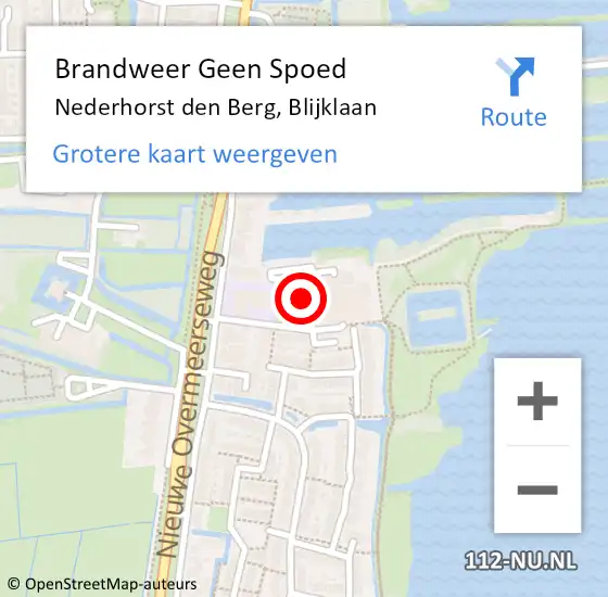 Locatie op kaart van de 112 melding: Brandweer Geen Spoed Naar Nederhorst den Berg, Blijklaan op 20 juni 2014 04:07