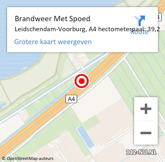 Locatie op kaart van de 112 melding: Brandweer Met Spoed Naar Leidschendam-Voorburg, A4 hectometerpaal: 39,2 op 18 augustus 2021 08:28