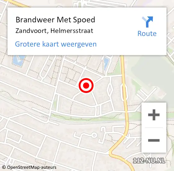 Locatie op kaart van de 112 melding: Brandweer Met Spoed Naar Zandvoort, Helmersstraat op 18 augustus 2021 08:52