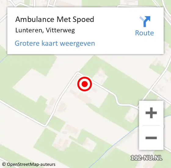 Locatie op kaart van de 112 melding: Ambulance Met Spoed Naar Lunteren, Vitterweg op 18 augustus 2021 08:57