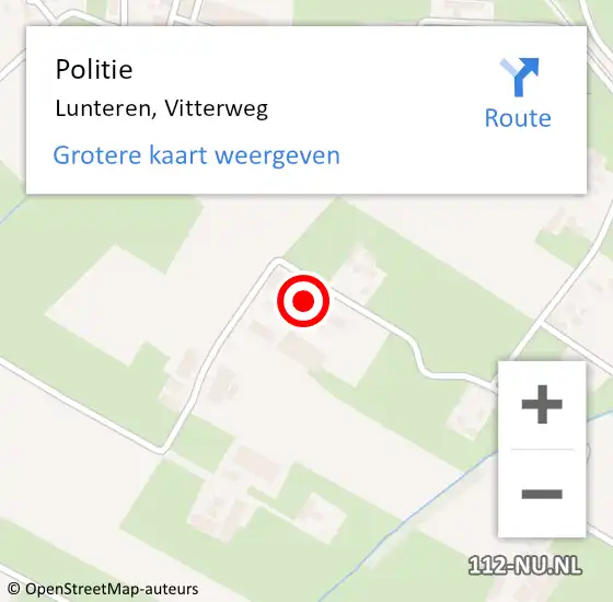 Locatie op kaart van de 112 melding: Politie Lunteren, Vitterweg op 18 augustus 2021 08:58