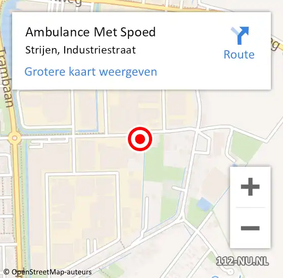 Locatie op kaart van de 112 melding: Ambulance Met Spoed Naar Strijen, Industriestraat op 18 augustus 2021 09:06