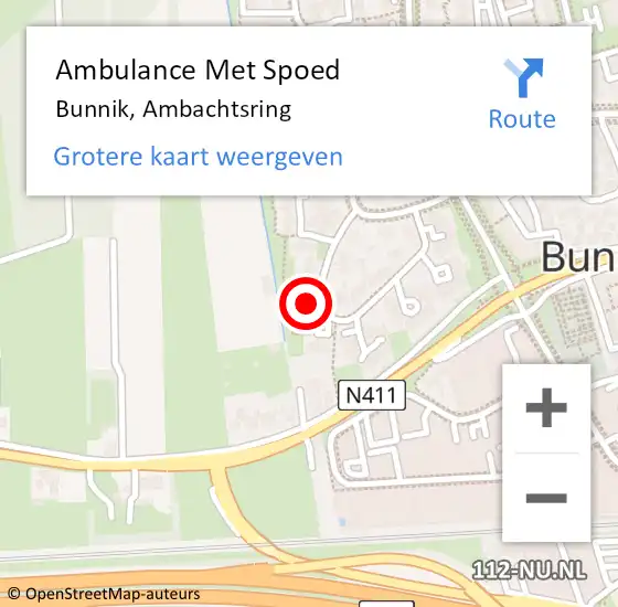 Locatie op kaart van de 112 melding: Ambulance Met Spoed Naar Bunnik, Ambachtsring op 20 juni 2014 04:34