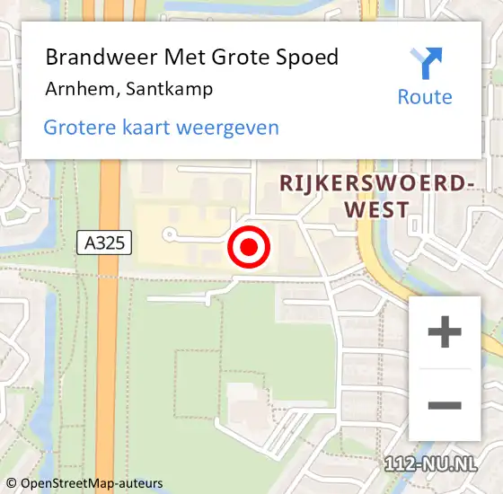 Locatie op kaart van de 112 melding: Brandweer Met Grote Spoed Naar Arnhem, Santkamp op 18 augustus 2021 09:09