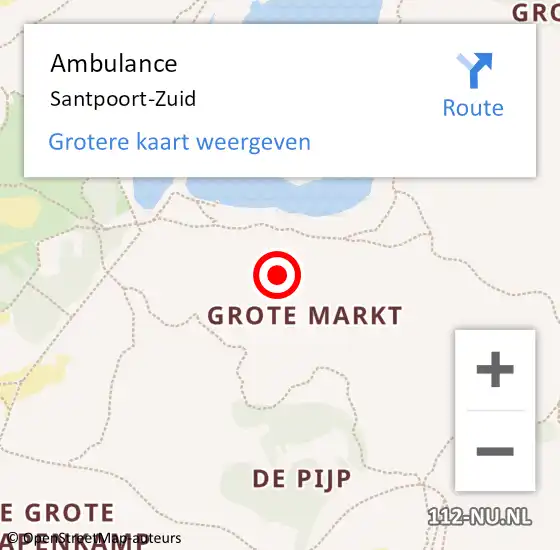 Locatie op kaart van de 112 melding: Ambulance Santpoort-Zuid op 18 augustus 2021 09:11