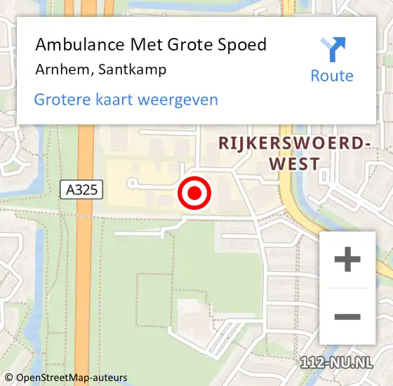 Locatie op kaart van de 112 melding: Ambulance Met Grote Spoed Naar Arnhem, Santkamp op 18 augustus 2021 09:16