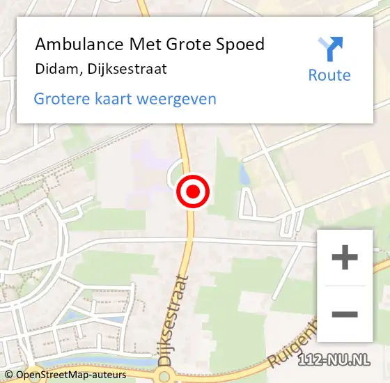 Locatie op kaart van de 112 melding: Ambulance Met Grote Spoed Naar Didam, Dijksestraat op 18 augustus 2021 09:21