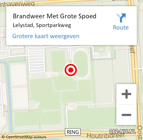 Locatie op kaart van de 112 melding: Brandweer Met Grote Spoed Naar Lelystad, Sportparkweg op 18 augustus 2021 09:26