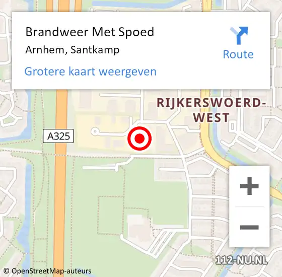 Locatie op kaart van de 112 melding: Brandweer Met Spoed Naar Arnhem, Santkamp op 18 augustus 2021 09:40