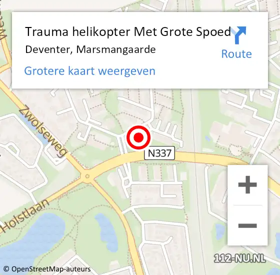 Locatie op kaart van de 112 melding: Trauma helikopter Met Grote Spoed Naar Deventer, Marsmangaarde op 18 augustus 2021 10:05