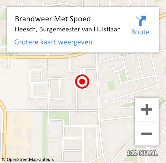 Locatie op kaart van de 112 melding: Brandweer Met Spoed Naar Heesch, Burgemeester van Hulstlaan op 18 augustus 2021 10:08