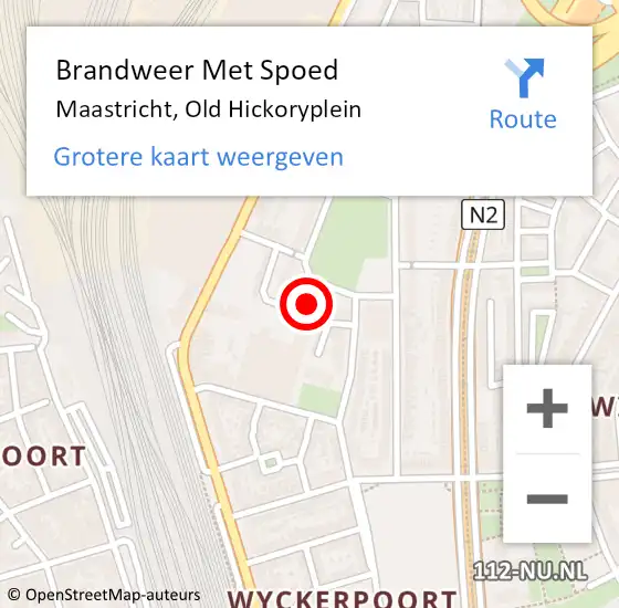 Locatie op kaart van de 112 melding: Brandweer Met Spoed Naar Maastricht, Old Hickoryplein op 18 augustus 2021 10:14