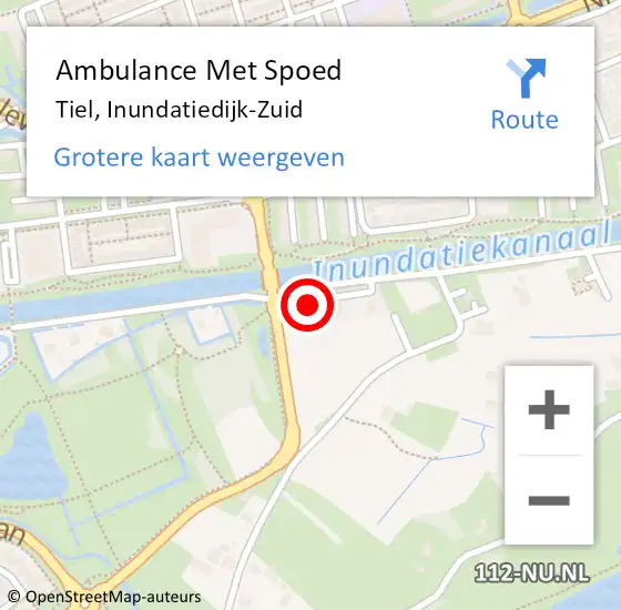 Locatie op kaart van de 112 melding: Ambulance Met Spoed Naar Tiel, Inundatiedijk-Zuid op 18 augustus 2021 10:26