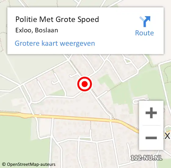 Locatie op kaart van de 112 melding: Politie Met Grote Spoed Naar Exloo, Boslaan op 18 augustus 2021 11:01