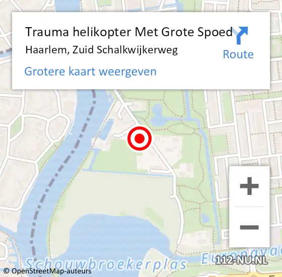 Locatie op kaart van de 112 melding: Trauma helikopter Met Grote Spoed Naar Haarlem, Zuid Schalkwijkerweg op 18 augustus 2021 11:10