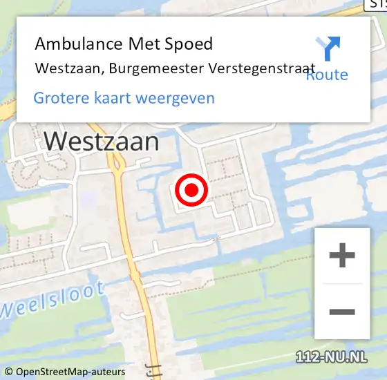 Locatie op kaart van de 112 melding: Ambulance Met Spoed Naar Westzaan, Burgemeester Verstegenstraat op 18 augustus 2021 11:17