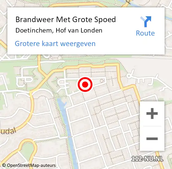 Locatie op kaart van de 112 melding: Brandweer Met Grote Spoed Naar Doetinchem, Hof van Londen op 18 augustus 2021 11:20