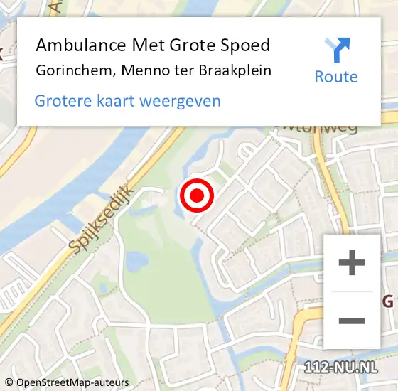 Locatie op kaart van de 112 melding: Ambulance Met Grote Spoed Naar Gorinchem, Menno ter Braakplein op 18 augustus 2021 11:25