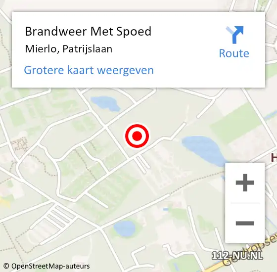 Locatie op kaart van de 112 melding: Brandweer Met Spoed Naar Mierlo, Patrijslaan op 18 augustus 2021 11:33