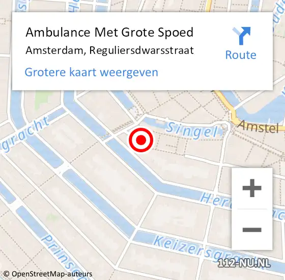 Locatie op kaart van de 112 melding: Ambulance Met Grote Spoed Naar Amsterdam, Reguliersdwarsstraat op 18 augustus 2021 12:08