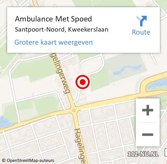 Locatie op kaart van de 112 melding: Ambulance Met Spoed Naar Santpoort-Noord, Kweekerslaan op 18 augustus 2021 12:35