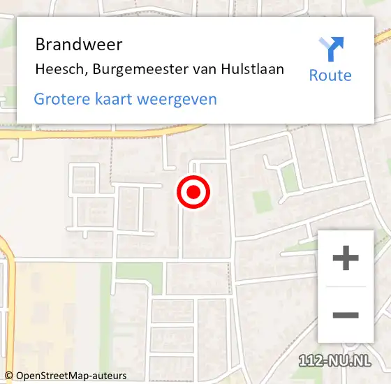 Locatie op kaart van de 112 melding: Brandweer Heesch, Burgemeester van Hulstlaan op 18 augustus 2021 12:36